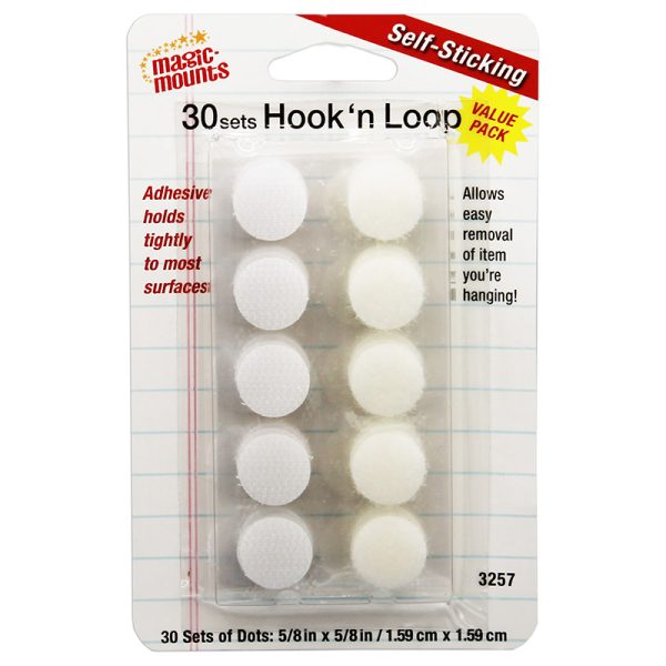 Hook 'n Loop, 5/8" Dots, 30 Sets