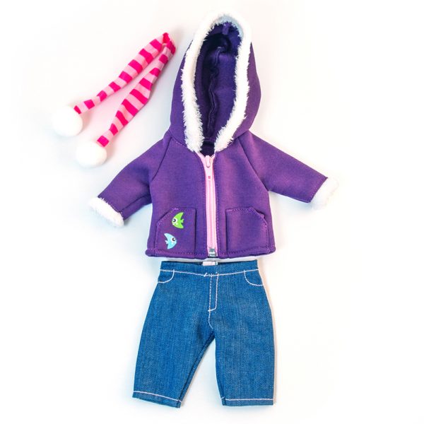 Doll Clothes, Fits 12-5/8" Dolls, Cold Weather Purple Fleece Set