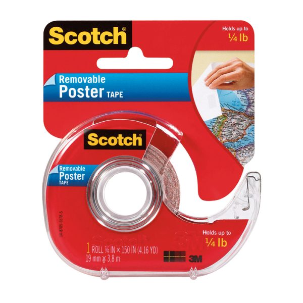 Removable Poster Tape with Dispenser, 3/4" x 150"