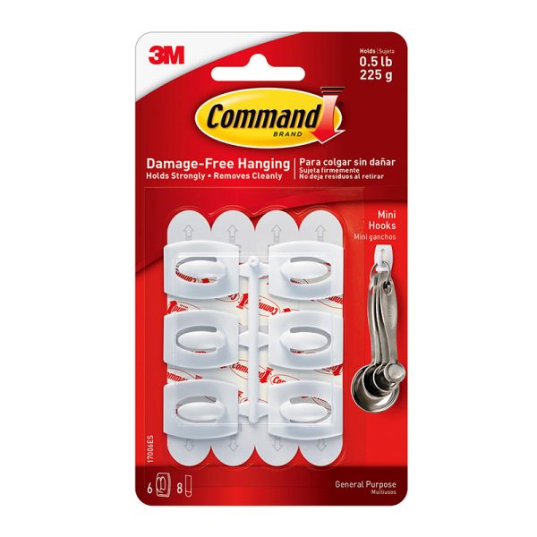 Command™ Mini Hooks, White, 6 Count