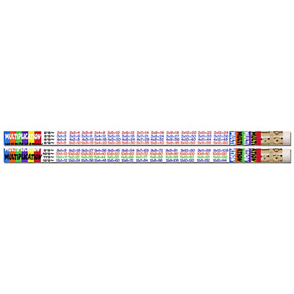 Multiplication Tables Motivational Pencils, Pack of 12