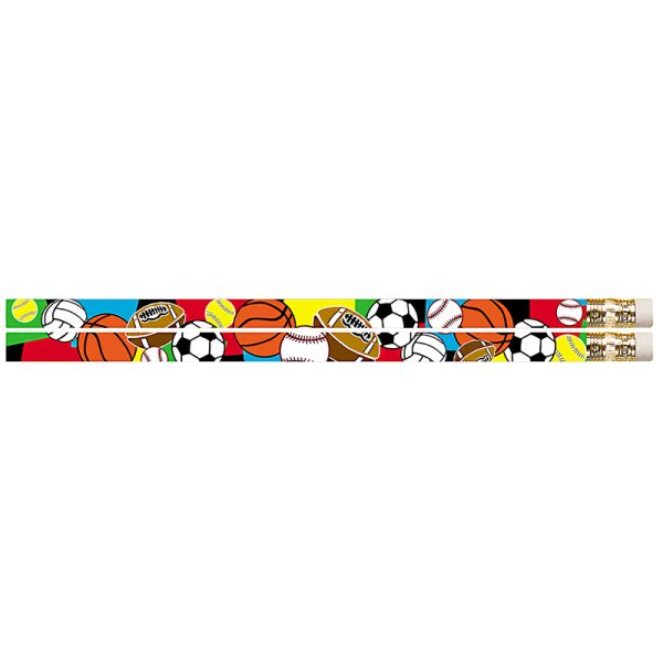 Super Sports Motivational/Fun Pencils, Pack of 12