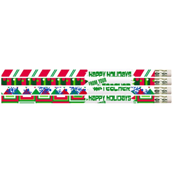 Happy Holidays From Your Teacher Motivational Pencils, 12 Per Pack, 12 Packs