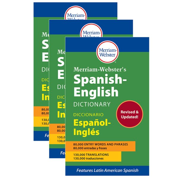 Merriam-Webster's Spanish-English Dictionary, Mass Market Paperback, Pack of 3