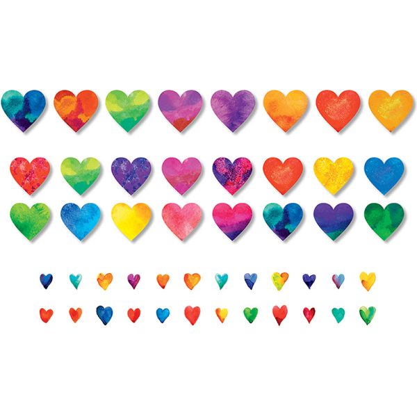 Watercolor Hearts Accents, Pack of 48