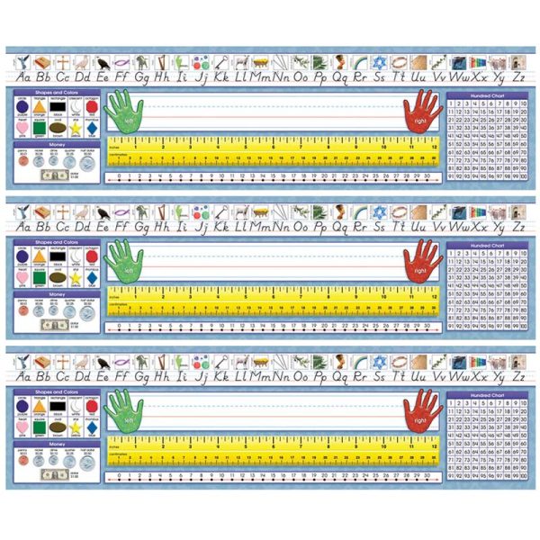 Traditional Manuscript Primary Desk Plates, 19" x 5", 36 Per Pack, 3 Packs