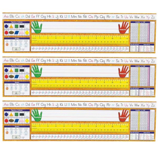 Traditional Manuscript Spanish Desk Plates, 19" x 5", 36 Per Pack, 3 Packs