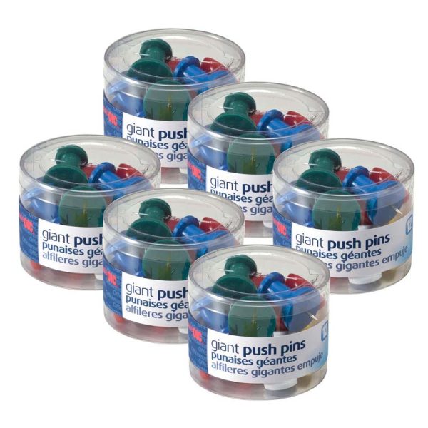 Giant Push Pins, 12 Per Pack, 6 Packs