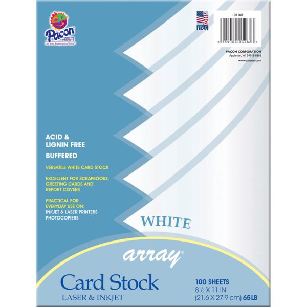 Card Stock, Classic White, 8-1/2" x 11", 100 Sheets