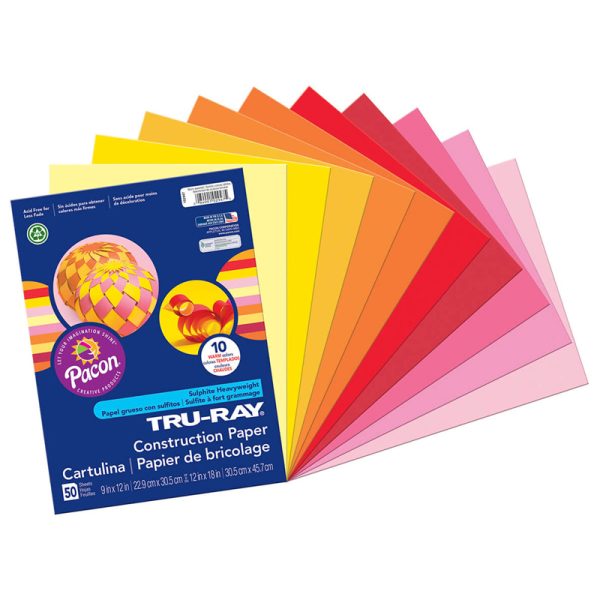 Construction Paper, Warm Assorted, 9" x 12", 50 Sheets