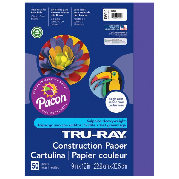 Construction Paper, Purple, 9" x 12", 50 Sheets