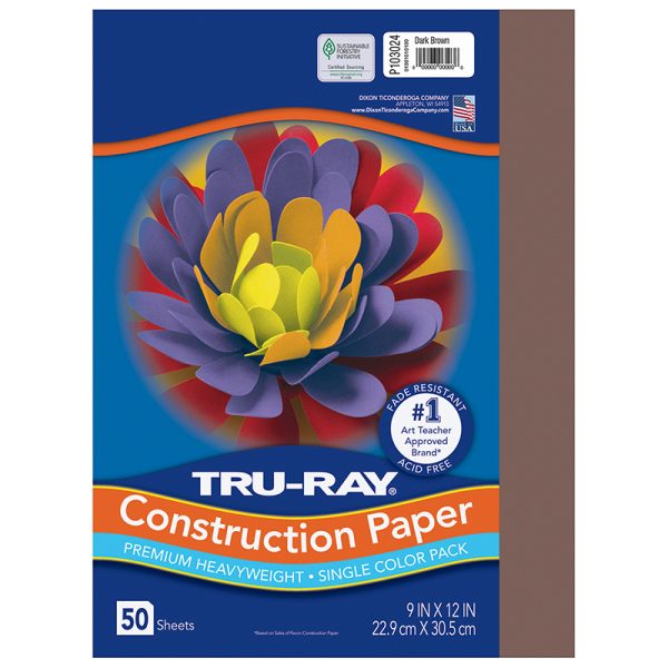 Construction Paper, Dark Brown, 9" x 12", 50 Sheets