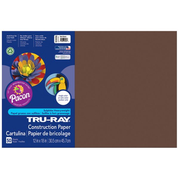 Construction Paper, Dark Brown, 12" x 18", 50 Sheets