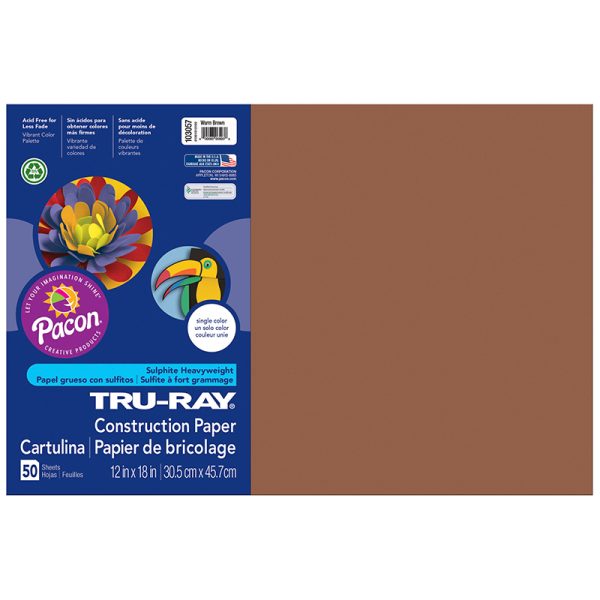 Construction Paper, Warm Brown, 12" x 18", 50 Sheets