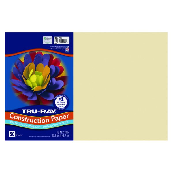 CONSTRUCTION PAPER, 12" X 18", 50 SHEETS - IVORY