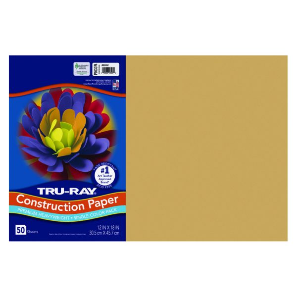 CONSTRUCTION PAPER, 12" X 18", 50 SHEETS - ALMOND