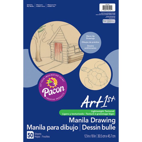 Drawing Paper, Manila, Standard Weight, 12" x 18", 50 Sheets