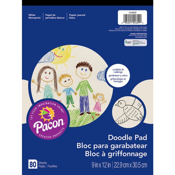 Doodle Pad, White, 9" x 12", 80 Sheets