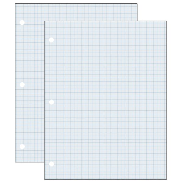 Graphing Paper, White, 2-sided, 1/4" Quadrille Ruled 8-1/2" x 11", 500 Sheets Per Pack, 2 Packs