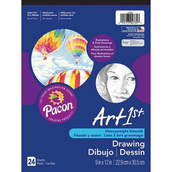 Drawing Paper Pad, Heavyweight, 9" x 12", 24 Sheets