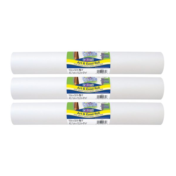 Art & Easel Roll, White, 18" x 50', 3 Rolls