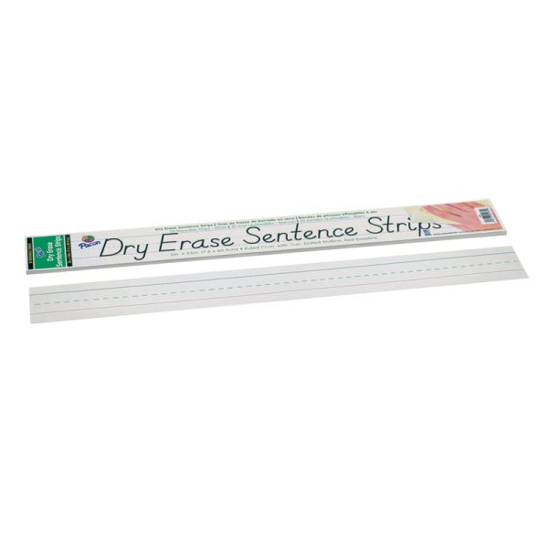 Dry Erase Sentence Strips, White, 1-1/2" X 3/4" Ruled, 3" x 24", 30 Strips