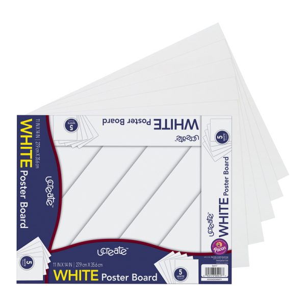 Poster Board, White, 11" x 14", 5 Sheets