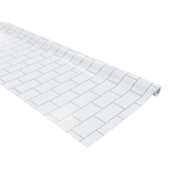 Bulletin Board Art Paper, White Subway Tile, 48" x 50', 1 Roll