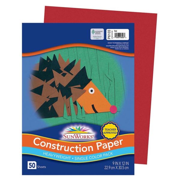 Construction Paper, Red, 9" x 12", 50 Sheets