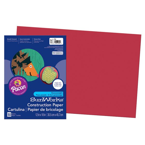 Construction Paper, Red, 12" x 18", 50 Sheets