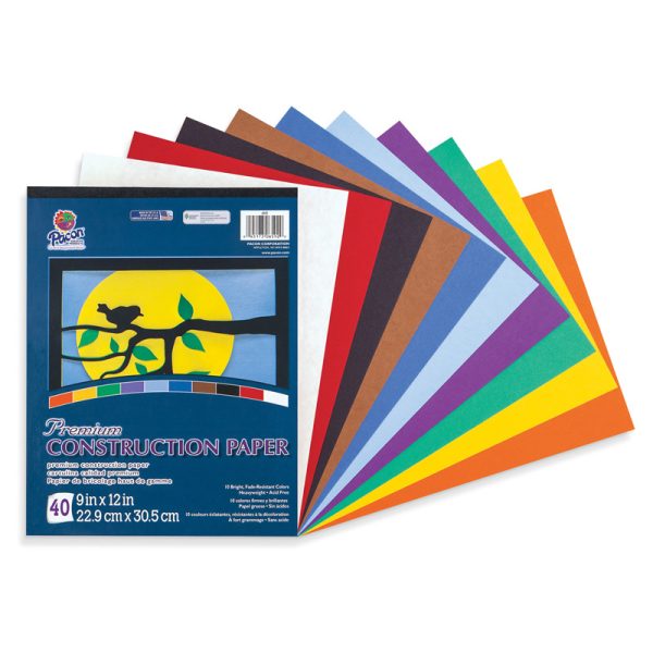 Construction Paper Pad, 10 Classic Colors, 9" x 12", 40 Sheets