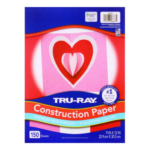 Construction Paper Valentine Assortment, 9" x 12", 150 Sheets