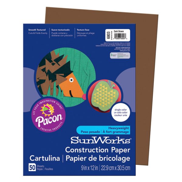 Construction Paper, Dark Brown, 9" x 12", 50 Sheets