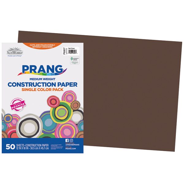 Construction Paper, Dark Brown, 12" x 18", 50 Sheets