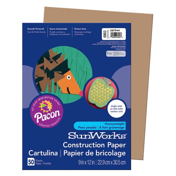 Construction Paper, Light Brown, 9" x 12", 50 Sheets