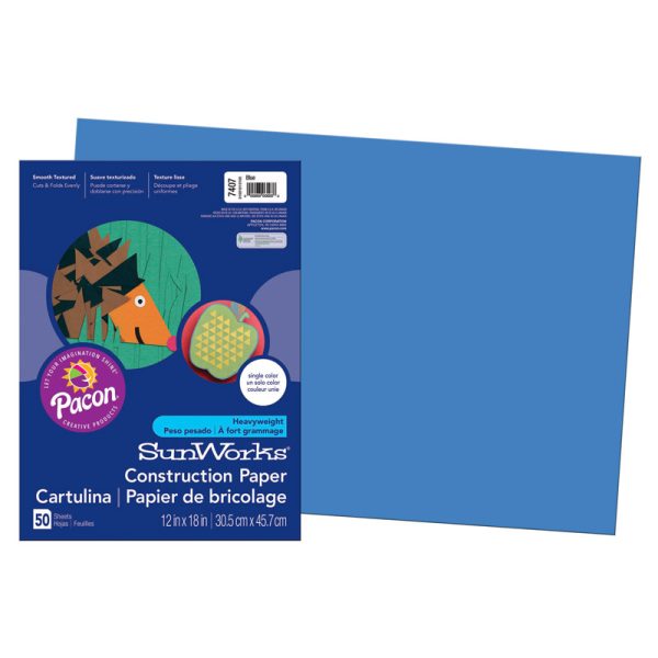 Construction Paper, Blue, 12" x 18", 50 Sheets