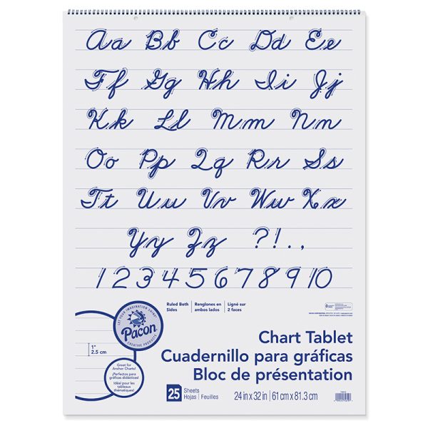 Chart Tablet, Cursive Cover, 1" Ruled, 24" x 32", 25 Sheets