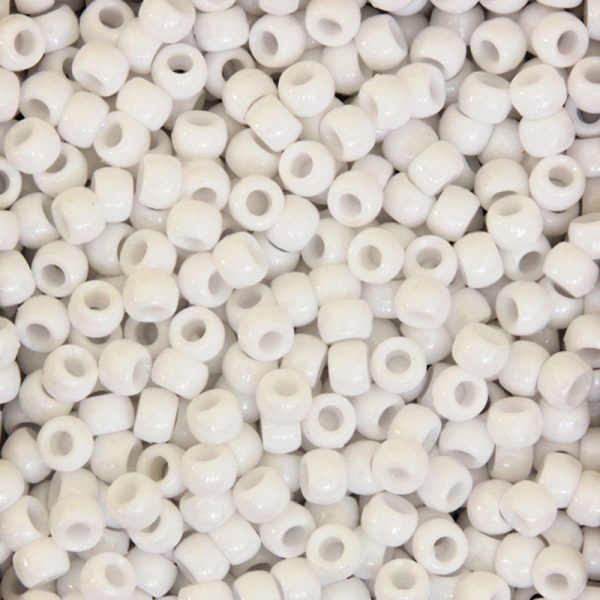 Pony Beads, White, 6 mm x 9 mm, 1000 Pieces