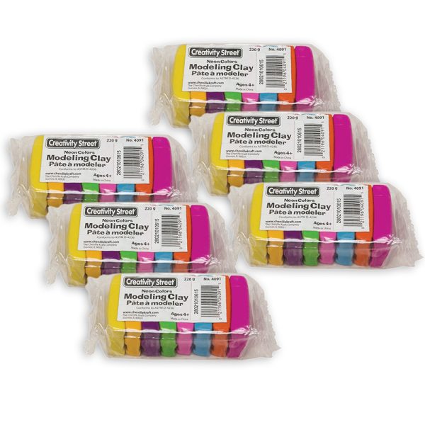 Modeling Clay, 8 Neon Color Assortment, 8 Sticks/220 grams Per Pack, 6 Packs