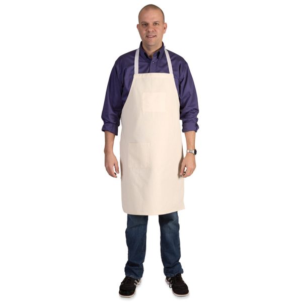 Full Length Adult Cotton Apron, Tan, 34" x 24", 1 Piece