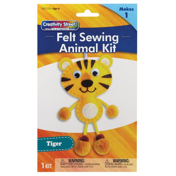 Felt Sewing Animal Kit, Tiger, 4.25" x 10.75" x 0.75", 1 Kit