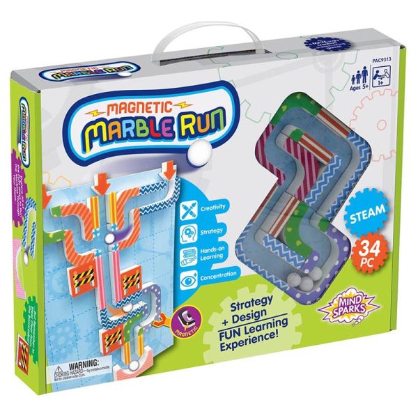 Magnetic Marble Run, Assorted Colors, 9.6"W x 11.2"H Magnetic Board, 34 Pieces