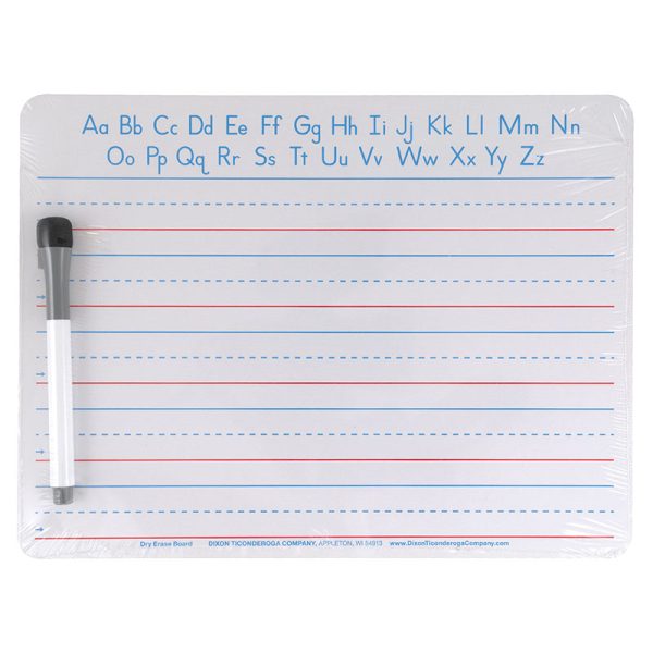 Handwriting Whiteboard Dry Erase Set, 2-Sided, Ruled/Plain, with Marker/Eraser, 9" x 12"