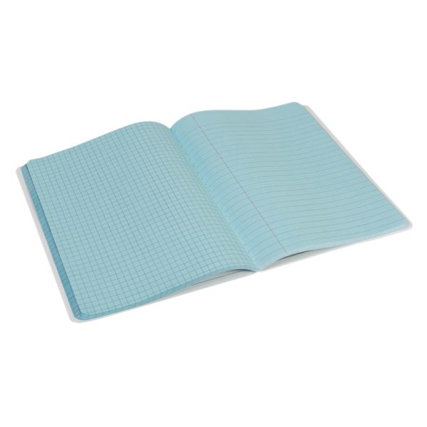 Dual Ruled Composition Book, Blue, 1/4" Grid & 3/8" Wide Ruled, 9-3/4" x 7-1/2", 100 Sheets