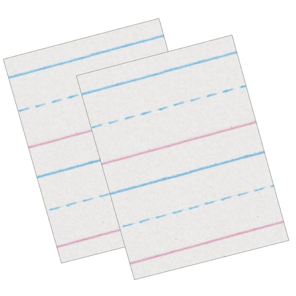 Sulphite Handwriting Paper, Dotted Midline, Grade 1, 5/8" x 5/16" x 5/16" Ruled Long, 10-1/2" x 8", 500 Sheets Per Pack, 2 Packs