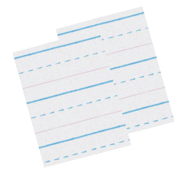 Sulphite Handwriting Paper, Dotted Midline, Grade 2, 1/2" x 1/4" x 1/4" Ruled Long, 10-1/2" x 8", , 500 Sheets Per Pack, 2 Packs