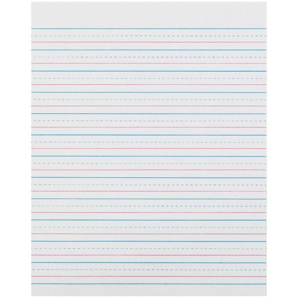 Sulphite Handwriting Paper, Dotted Midline, Grade 2, 1/2" x 1/4" x 1/4" Ruled Short, 8" x 10-1/2", 500 Sheets