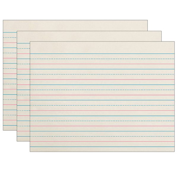 Newsprint Handwriting Paper, Dotted Midline, Grade K, 3/4" x 3/8" x 3/8" Ruled Long, 10-1/2" x 8", 500 Sheets Per Pack, 3 Packs