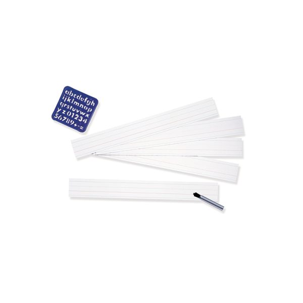 Zaner-Bloser™ Sentence Strips, White, 1-1/2 in x 3/4 in x 3/4 in ruled 3" x 24", 100 Strips Per Pack, 3 Packs