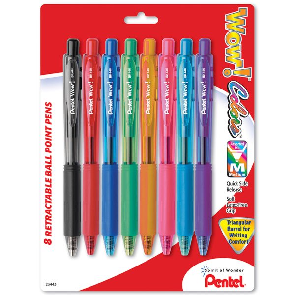 WOW!™ Retractable Ball Point Pens, 8-pack assorted